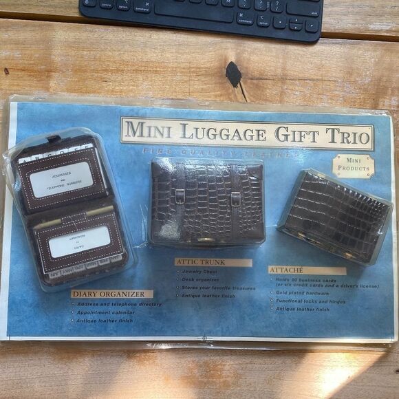 Vintage Mini Luggage Gift Trio Diary Organizer  Attic Trunk Attache NWT - Picture 1 of 9